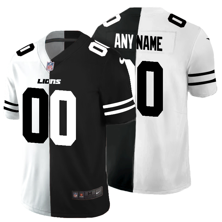 Wholesale Detroit Lions Custom Men Black V White Peace Split Nike Vapor Untouchable Limited NFL Jersey